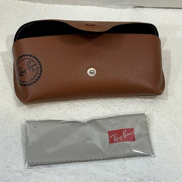 NEW Ray-Ban Sunglasses Soft Leather Brown Case 6.7" - Picture 4 of 14